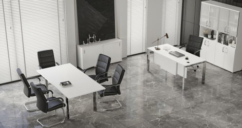 Стол рабочий руководителя на О-образном м/к ONIX DIRECT LUX M-O.MO-SRR-6.8 Белый бриллиант