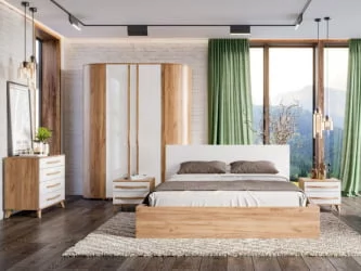 Шкаф двухстворчатый зеркальный Марта-2 ЛД 406.040.000 Дуб золотой Белый