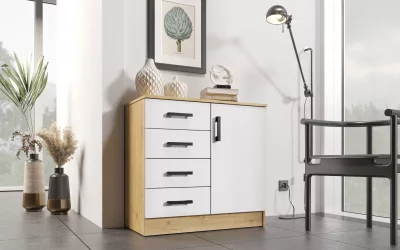 Комод в гостиную Дуб вотан/Белый