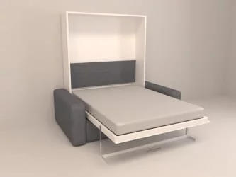 Диван-кровать трансформер Смарт 1 с пуфом К 1600 Белая шагрень