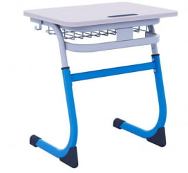 Парта одноместная регулируемая по высоте СМАРТЙ 600х500 с углом наклона столешницы (рост 3-5) Синий/Серый / SMARTY