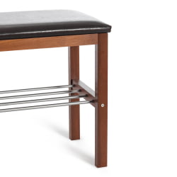 Банкетка BERYL дерево / экокожа, 67*31*49 см, темный орех/коричневый