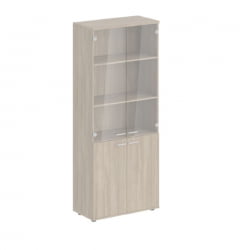 Шкаф высокий четырехдверный со стеклом Sigma SG.801.OL.OL.GL Дуб светлый
