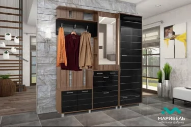 Набор для прихожей Визит - 11 Черный глянец Индиан эбони