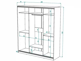 Шкаф-купе 3-х дверный Виктория 2000х584х2300, Дуб сонома светлый 20ДЛЗЛДЗДЛЗЛ-ЯЯПП-Дсс 310-3348