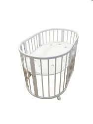 Детская кровать-манеж Merry Happy Mini матовая Белая (3 в 1)