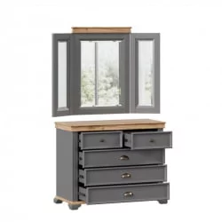 Комод с 5 ящиками с распашным зеркалом Амели Оникс серый