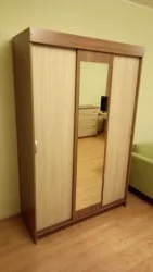 Шкаф с зеркалом Басса ШКК 551 (ясень шимо темный/светлый)