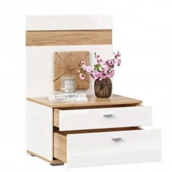 Тумба прикроватная с декоративным щитом Фиджи 014 Дуб Золотой Белый