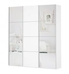 Шкаф-купе трехдверный Прайм 1800 Зеркало/ДСП/Зеркало Белый снег