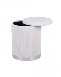 Пуф Эмили с ящиком серебро вельвет молочный