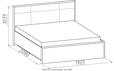 Кровать Люкс 1800 АМЕЛИ 101 с основанием дерево (венге)