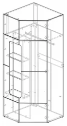 Угловой шкаф Палермо Юниор 08 Белый глянец Ясень шимо светлый Синий