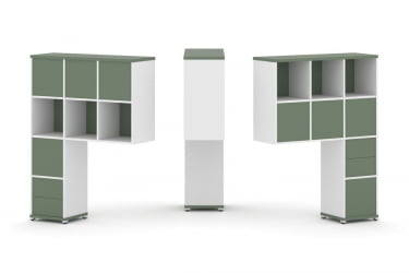 Надставка на стол высокая двухсторонняя + задняя стенка (8 шт.) + блок с 2-мя ящиками (2 шт.) CONCEPT CN.DNV-006 Кобо Белый бриллиант Белый металл