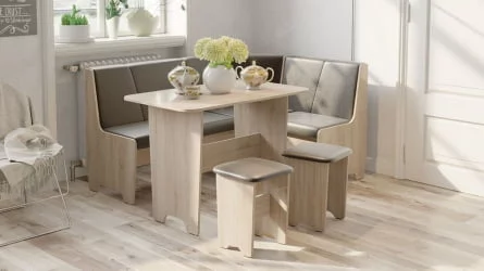 Кухонный уголок Техас Исп.1 Дуб Сонома/Экокожа коричневая