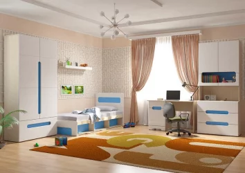 Стол для школьника Палермо-3 Юниор Белый глянец Ясень шимо светлый Синий