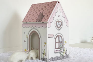 Детский стол Домик MK-0017 Белое дерево/розовый