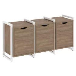 Тумба на регулируемых опорах наборная. Вариант №5 LOFT VR.L-TN-5.O Металл белый Дуб Аризона