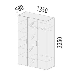 Шкаф трехдверный с зеркалом Николь 901.12
