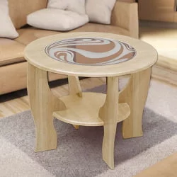 Круглый стол из стекла со вставкой из стекла круглый Сандал Рамух