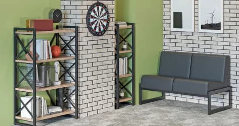 Стеллаж на регулируемых опорах - 4 полки LOFT VR.L-MST.O-4.8V Металл черный Дуб Аттик