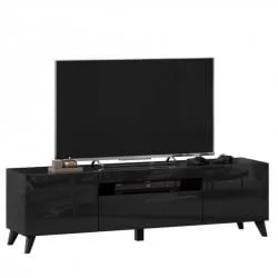 Тумба под ТВ Бруклин 1600 с опорами Черный глянец