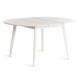 Раздвижной овальный стол SVELTO ЛДСП, опора-массив березы, 105 х 105 (140) х 74.5 см, Белый /белый