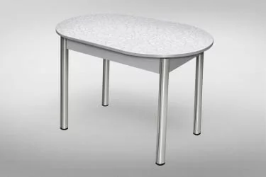 Стол обеденный Овальный ХРОМ 1кат 4030 ЛДСП белый