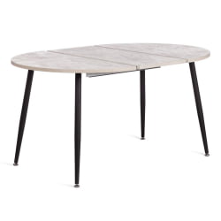 Раздвижной овальный стол VELETA ЛДСП/HPL/металл, 100 x 100+40 x 75 см, Дуб Порфир/черный