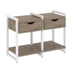 Тумба на регулируемых опорах наборная. Вариант №1 LOFT VR.L-TN-1.O Металл белый Тиквуд темный