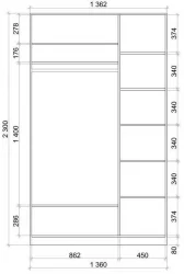 Шкаф-купе эконом Хит-23-14-55 Дуб млечный