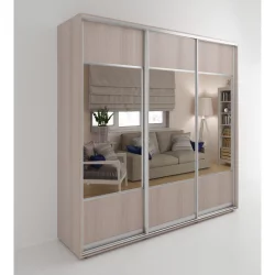 Шкаф-купе с зеркальными дверьми Акцент-Дуэт Д 1500х600 Ясень шимо светлый