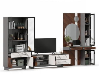 Набор мебели для гостиной Вилена №6 Серый/Орех/Монте белый