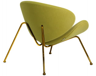 Кресло дизайнерское DOBRIN EMILY (светло-зеленая ткань AF3, золотое основание)