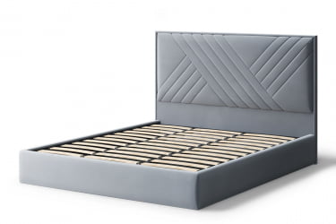 Кровать МИРА 2000*1800мм (без опор), велюр NEO 25 (серый), (б/основания, б/матраса)