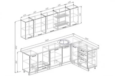 Угловая кухня Графика 2600х1600