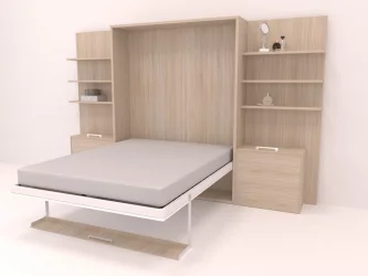 Кровать-трансформер Смарт 1 откидная с полками К 1600 Дуб молочный