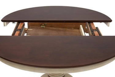 Стол деревянный Cairo / Каир (CT4260) дерево гевея, 100(133)х100х75см, Античный белый/Темный Дуб