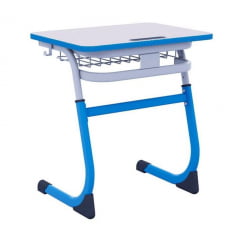 Парта одноместная регулируемая по высоте СМАРТЙ 600х500 с углом наклона столешницы и антивандальной полиуретановой кромкой (рост 5-7) Синий/Серый / SMARTY