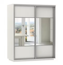 Шкаф-купе со стеклом Экспресс Дуо Комби 1600х2400h Белый снег