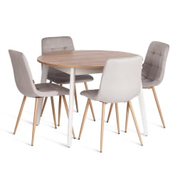 Стул CHILLY (mod. JSC-220) Велюр/металл , 44,5х52,5х88 см, Light grey (светло-серый) HLR14 / натуральный