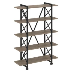 Стеллаж на колесных опорах - 5 полок LOFT VR.L-MST.K-5.8V Металл черный Тиквуд темный