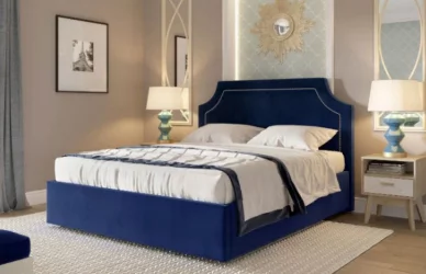 Кровать с подъемным механизмом Катрин 1600 ПМ Мора синий