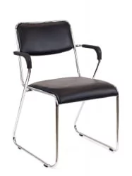 Кресло для посетителей Everprof Fix Plus Chrome экокожа Черный