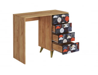 Стол письменный с тумбой СП-006 дуб крафт золотой/VINIL