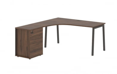 Стол эргономичный с тумбой (левый) EDIS ELCET 1518 L Дуб Денвер темный Мокко