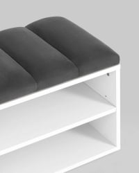 Обувница Хольст белая велюр Темно-серый