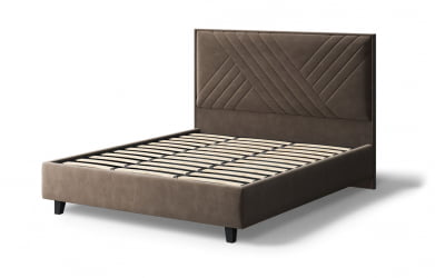 Кровать МИРА 2000*1400мм (на опорах), велюр Бренди лайт 29 (коричневый), (б/основания, б/матраса)