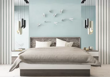 Эстетика Спальня Вид 2 Ясень Анкор Темный/Крем глянец