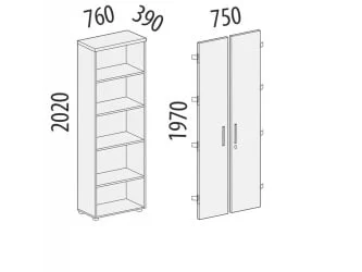 Стеллаж закрытый Альфа 64 131 Дуб Кронберг